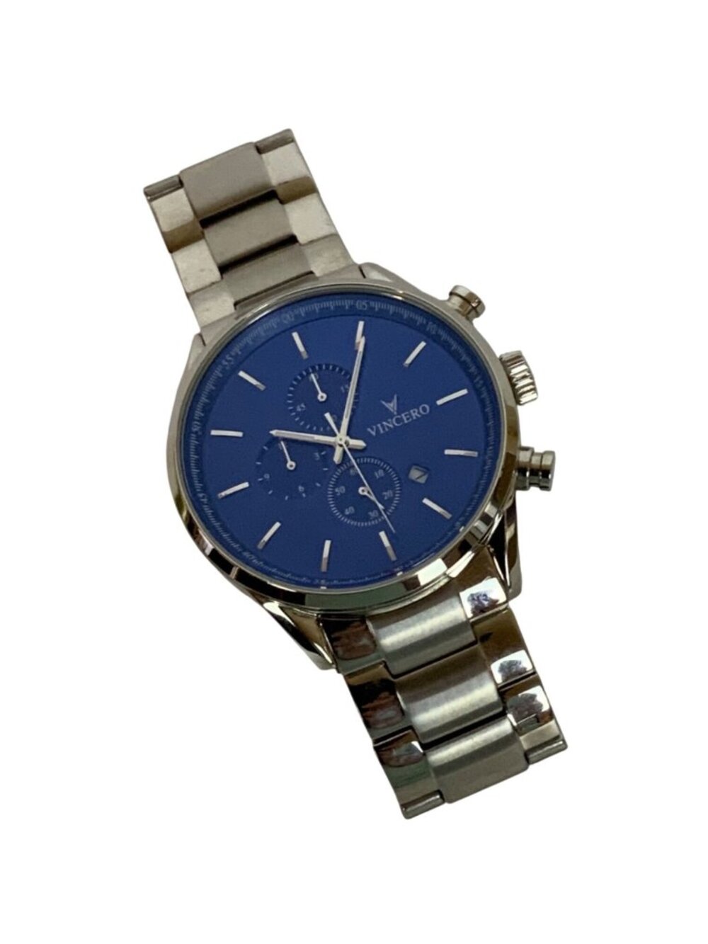 Vincero Collective Mens Chronograph Watch Blue Dial Stainless Steel Band
